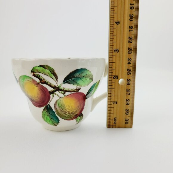 Vintage Spode Apple Teacup & Saucer Red & Green Fruit c1960s England Fall Decor - Picture 9 of 13